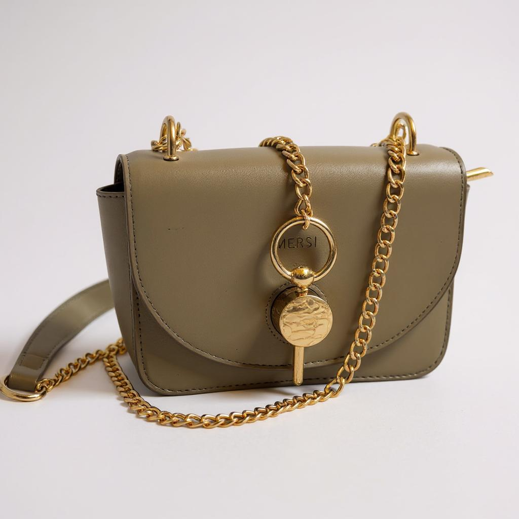 Olive Luxe – MERSI Chain Strap Leather Handbag (Size: Medium)