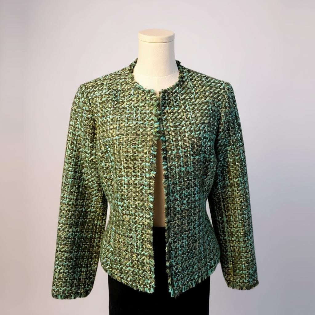 Earth-Toned Elegance – Jones New York Textured Jacket (Size 6)